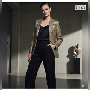 Classic and Chic Gold Sequin DKNY Women's Blazer